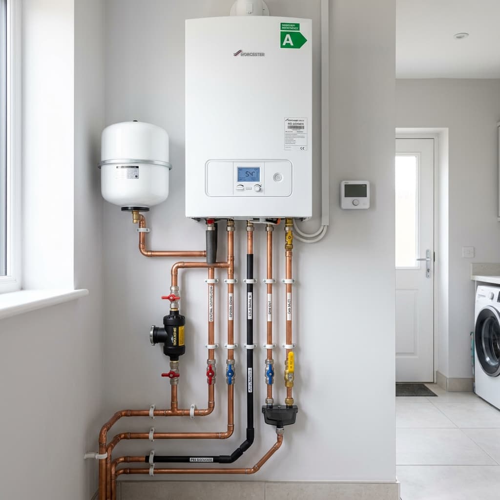 Engineer installing a new boiler