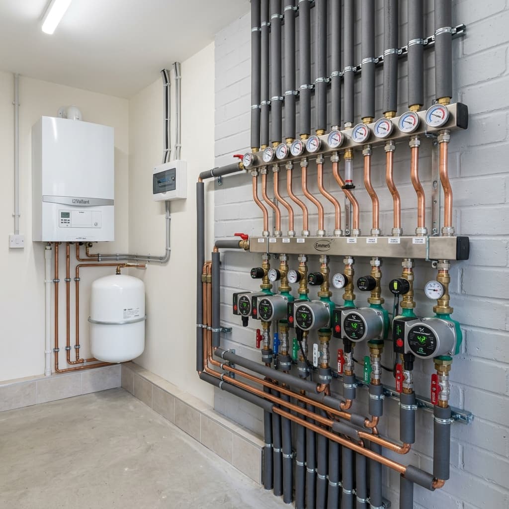 Modern central heating manifold system